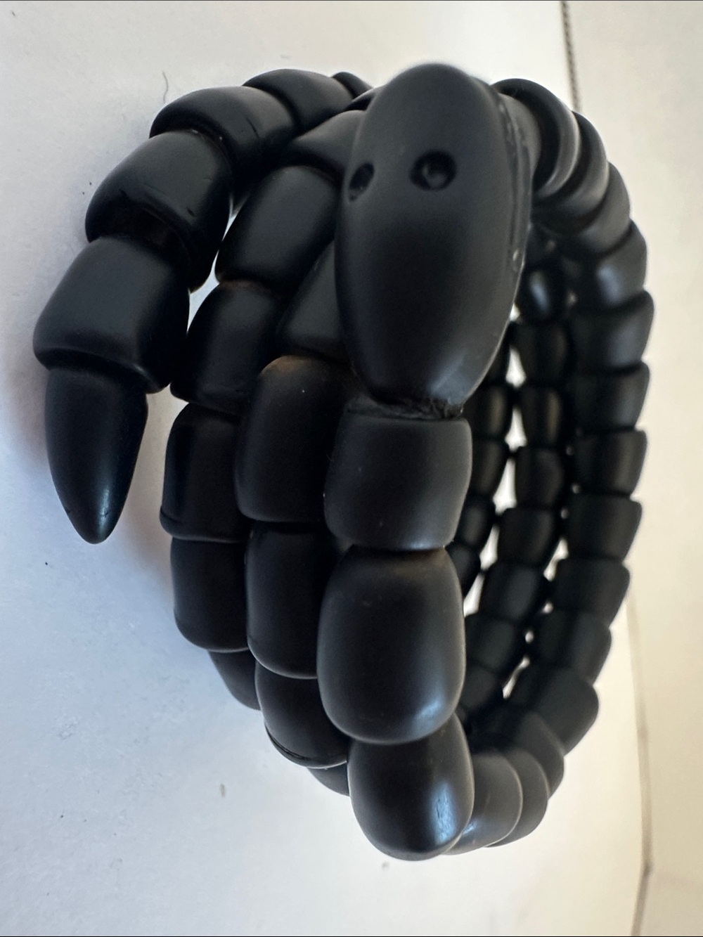 Black Beaded Cuff Snake 🐍 Stretch Bracelet - Minimal Matte Finish